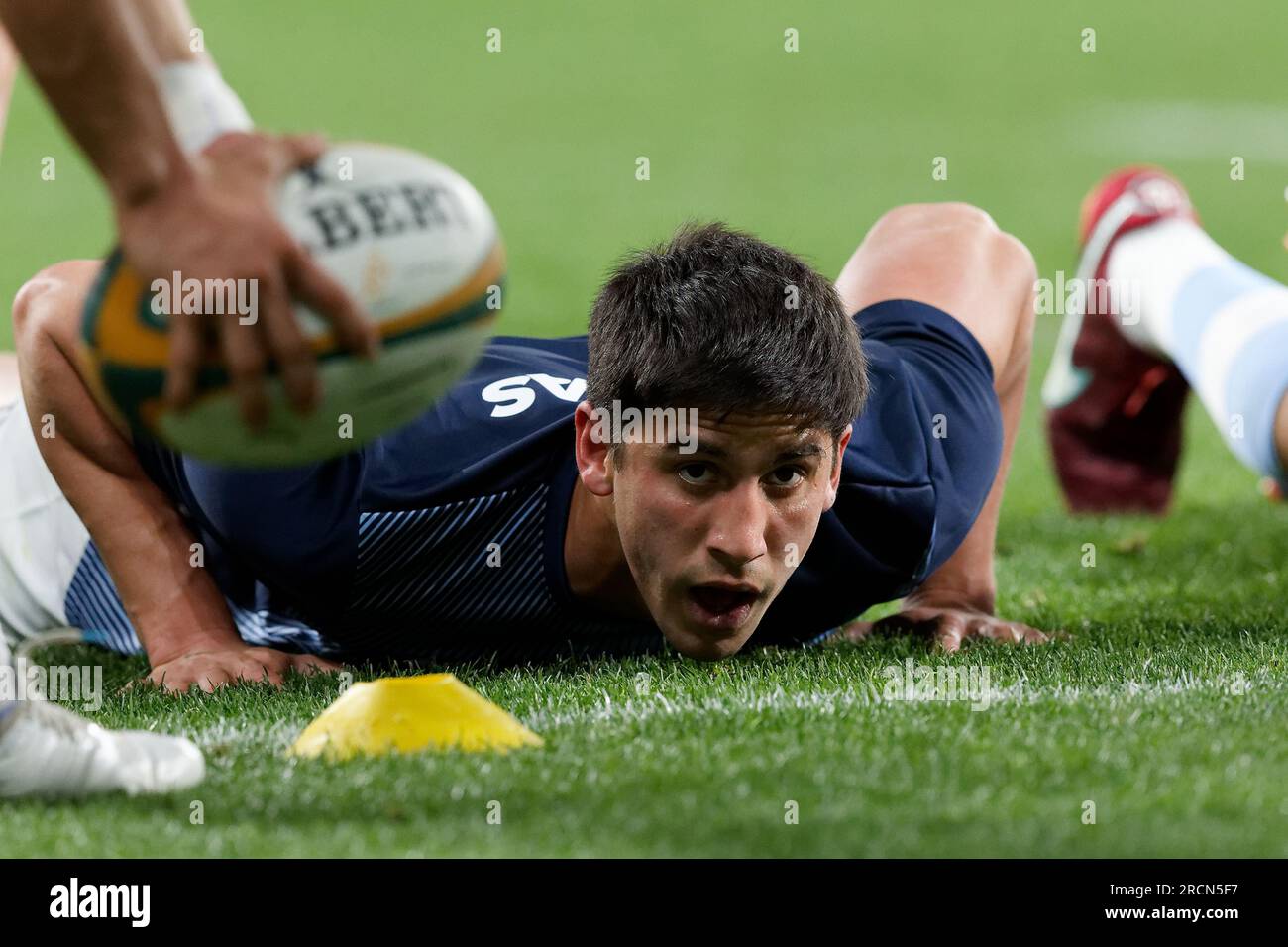 Sydney, Australia. 15th July, 2023. Argentinian players warms up before the eToro Rugby Championship 2023 match between Australia and Argentina at CommBank Stadium on July 15, 2023 in Sydney, Australia Credit: IOIO IMAGES/Alamy Live News Stock Photo