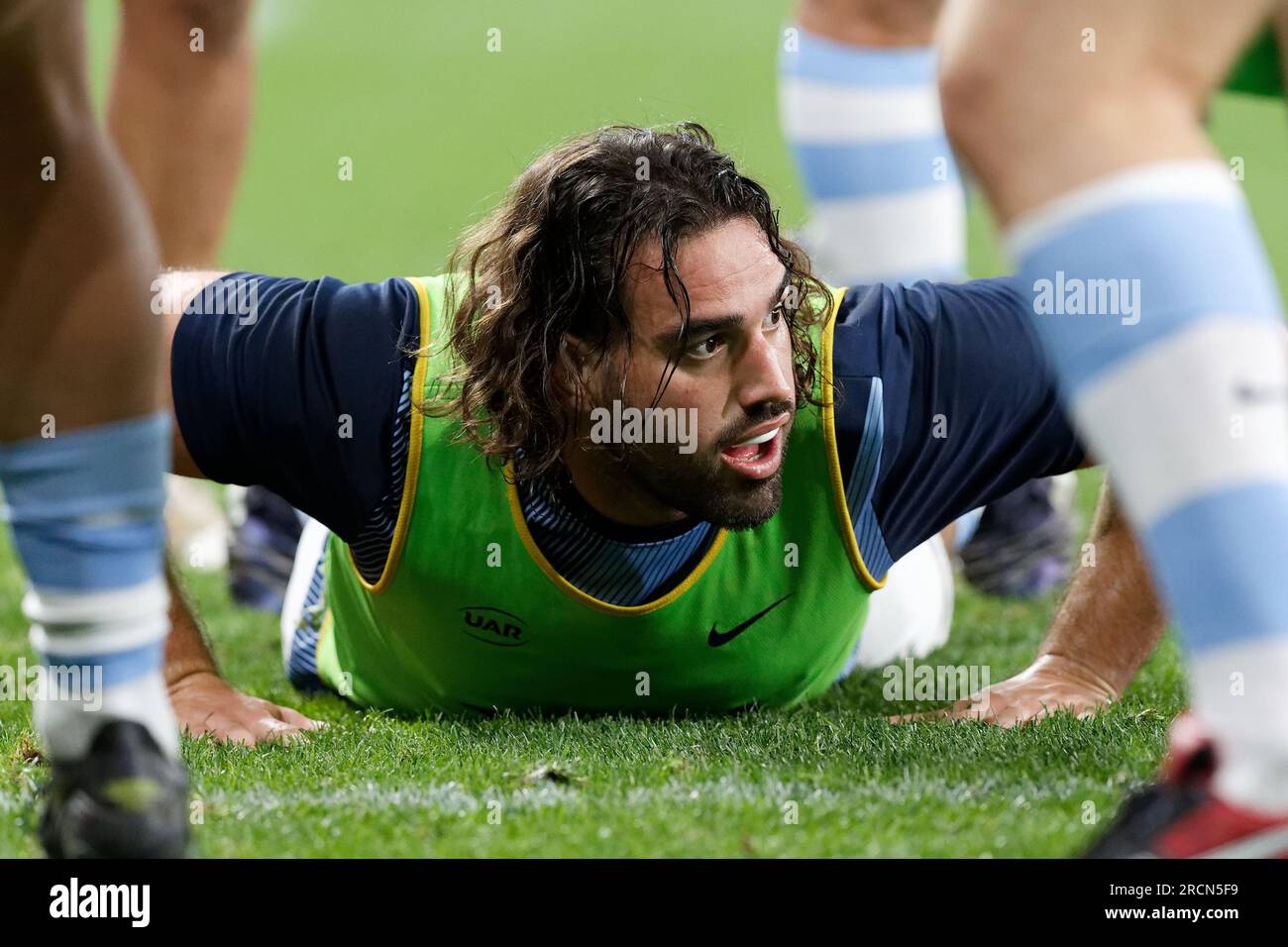 Sydney, Australia. 15th July, 2023. Lucas Paulos of Argentina warms up before the eToro Rugby Championship 2023 match between Australia and Argentina at CommBank Stadium on July 15, 2023 in Sydney, Australia Credit: IOIO IMAGES/Alamy Live News Stock Photo