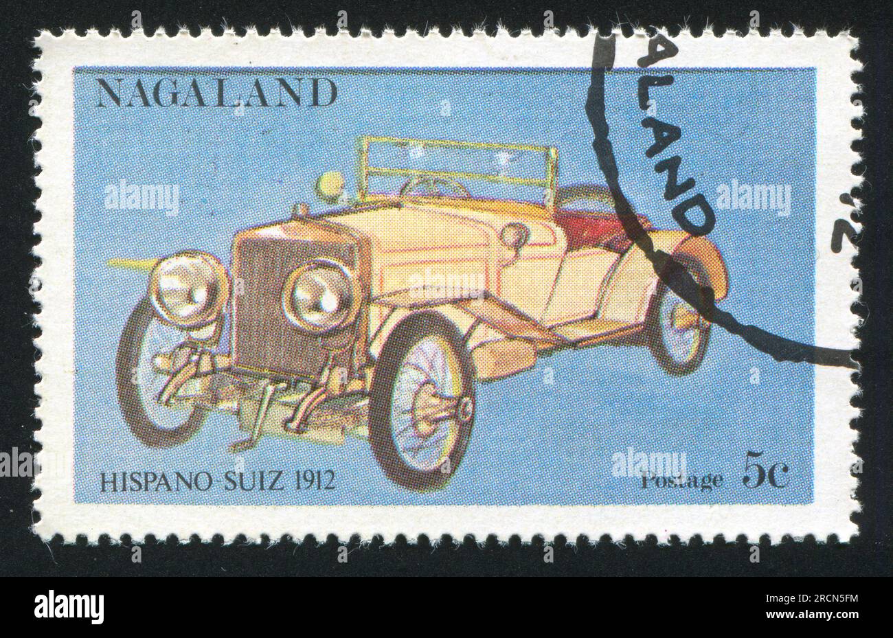 NAGALAND - CIRCA 1972: stamp printed by Nagaland, shows Hispano Suiz, circa 1972 Stock Photo
