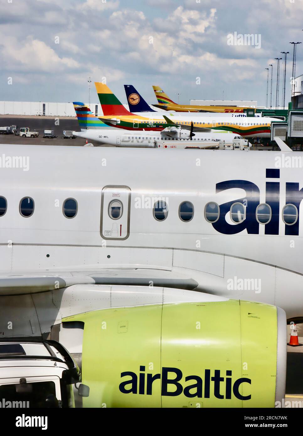 Air Baltic plane at gate at Gothenburg-Landvetter Airport in Sweden ...