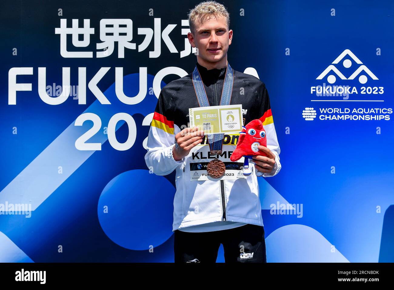 Fukuoka, Japan. 16th July, 2023. Oliver Klemet of Germany shows the