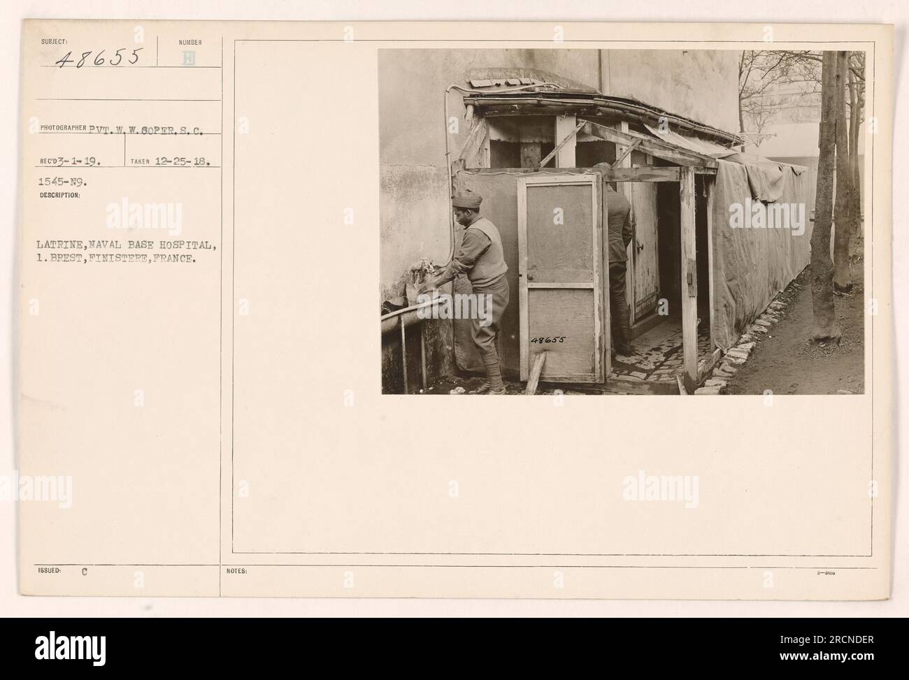 A photograph taken at the Naval Base Hospital in Brest, Finistere