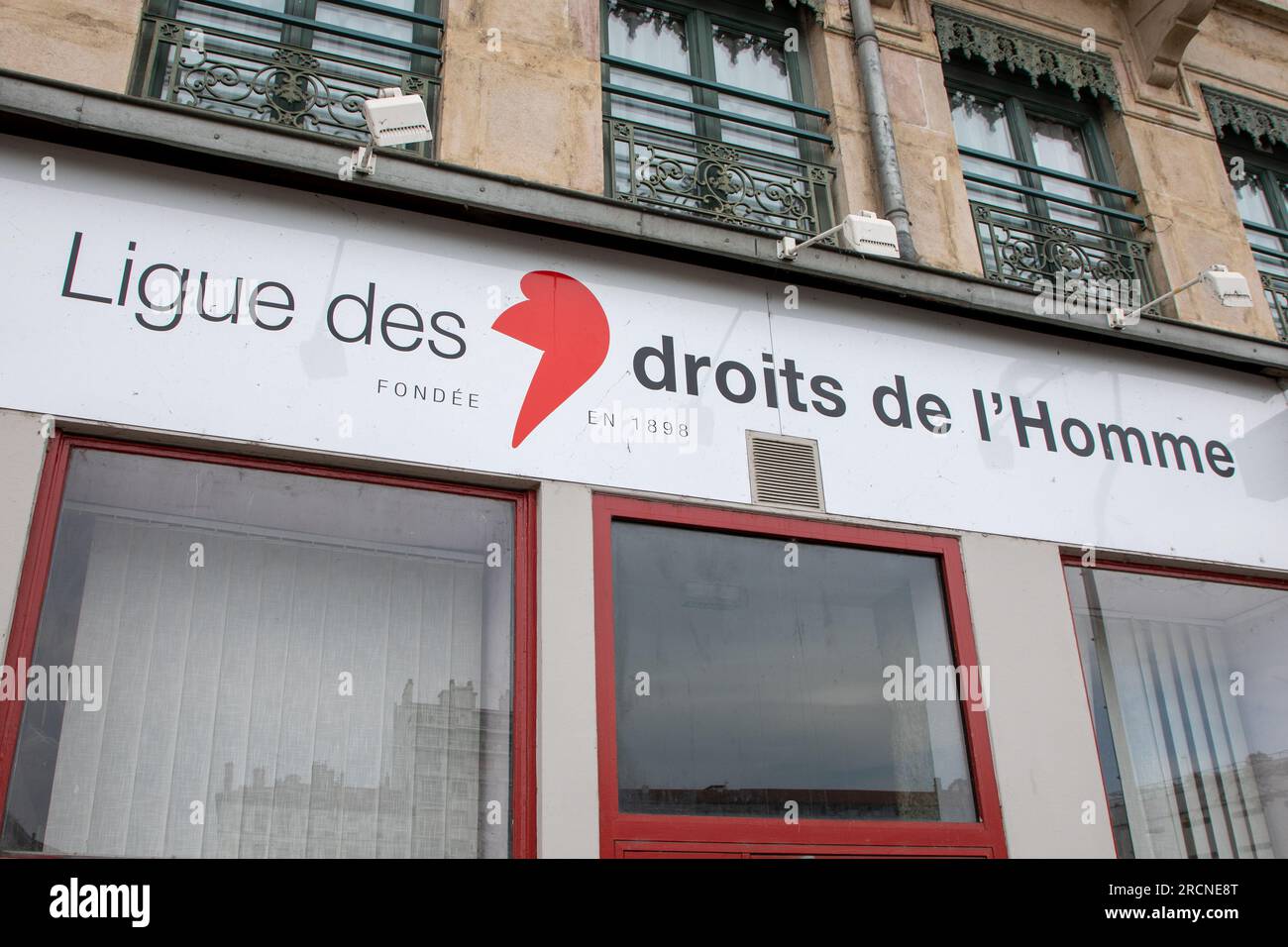 lyon , Aura France - 07 15 2023 : ligue des droits de l'homme logo brand and text sign on facade office league human rights french on association wall Stock Photo