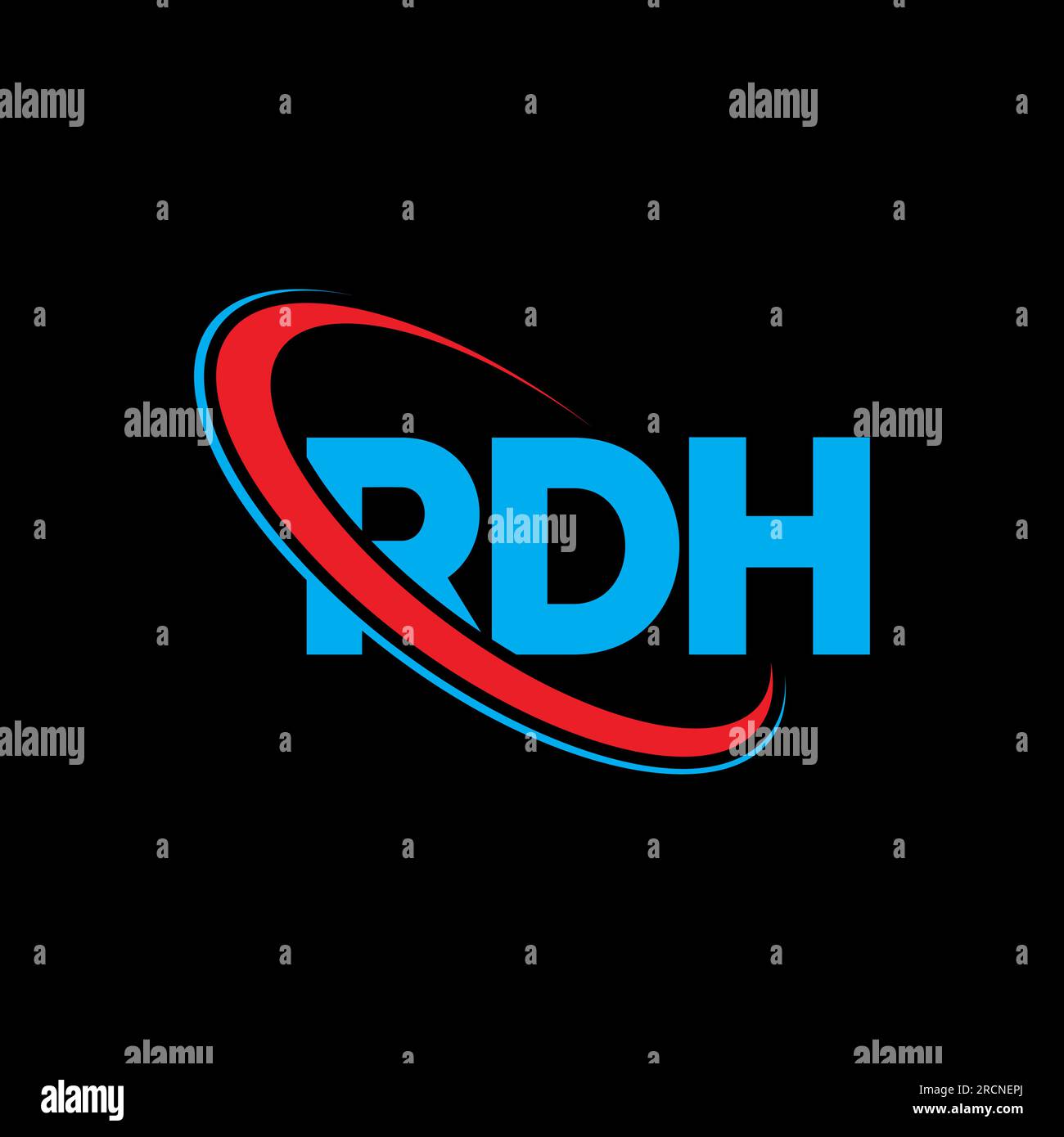 RDH logo. RDH letter. RDH letter logo design. Initials RDH logo linked with circle and uppercase monogram logo. RDH typography for technology, busines Stock Vector