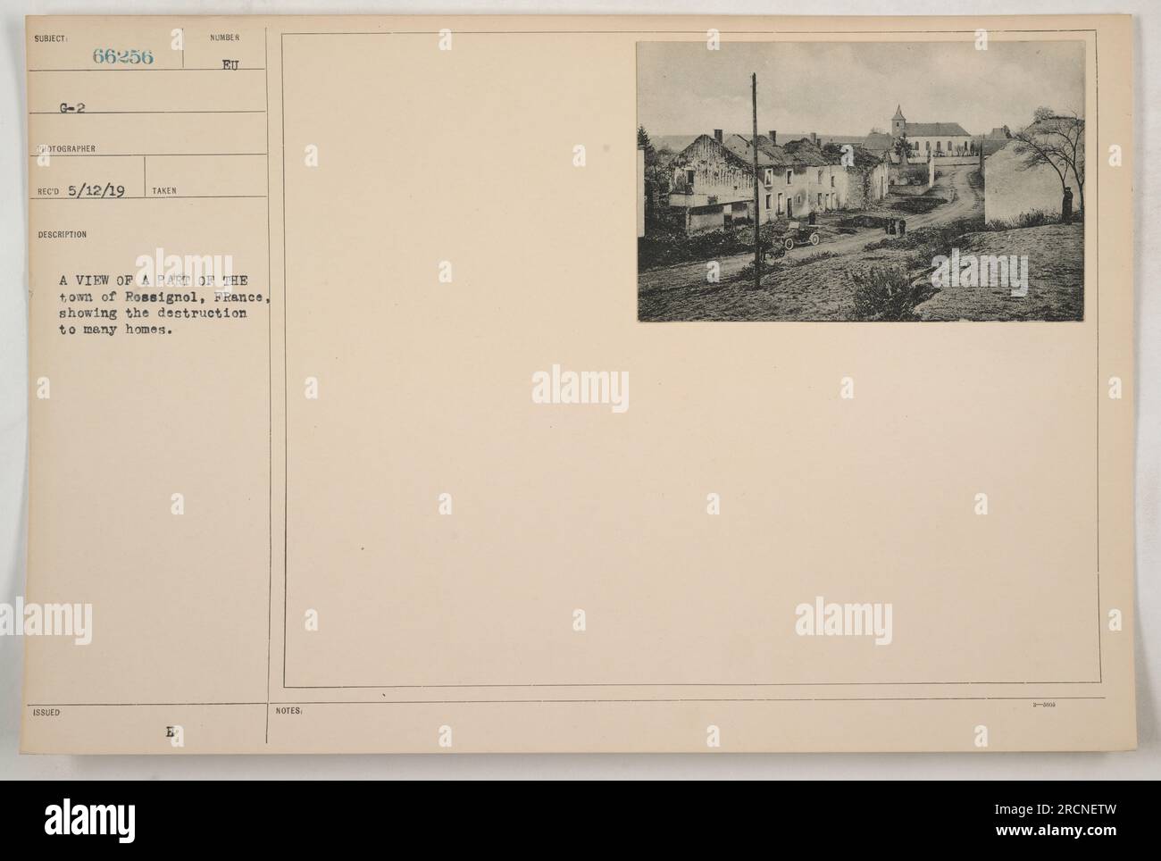 A view of Rossignol, France depicting the aftermath of destruction ...