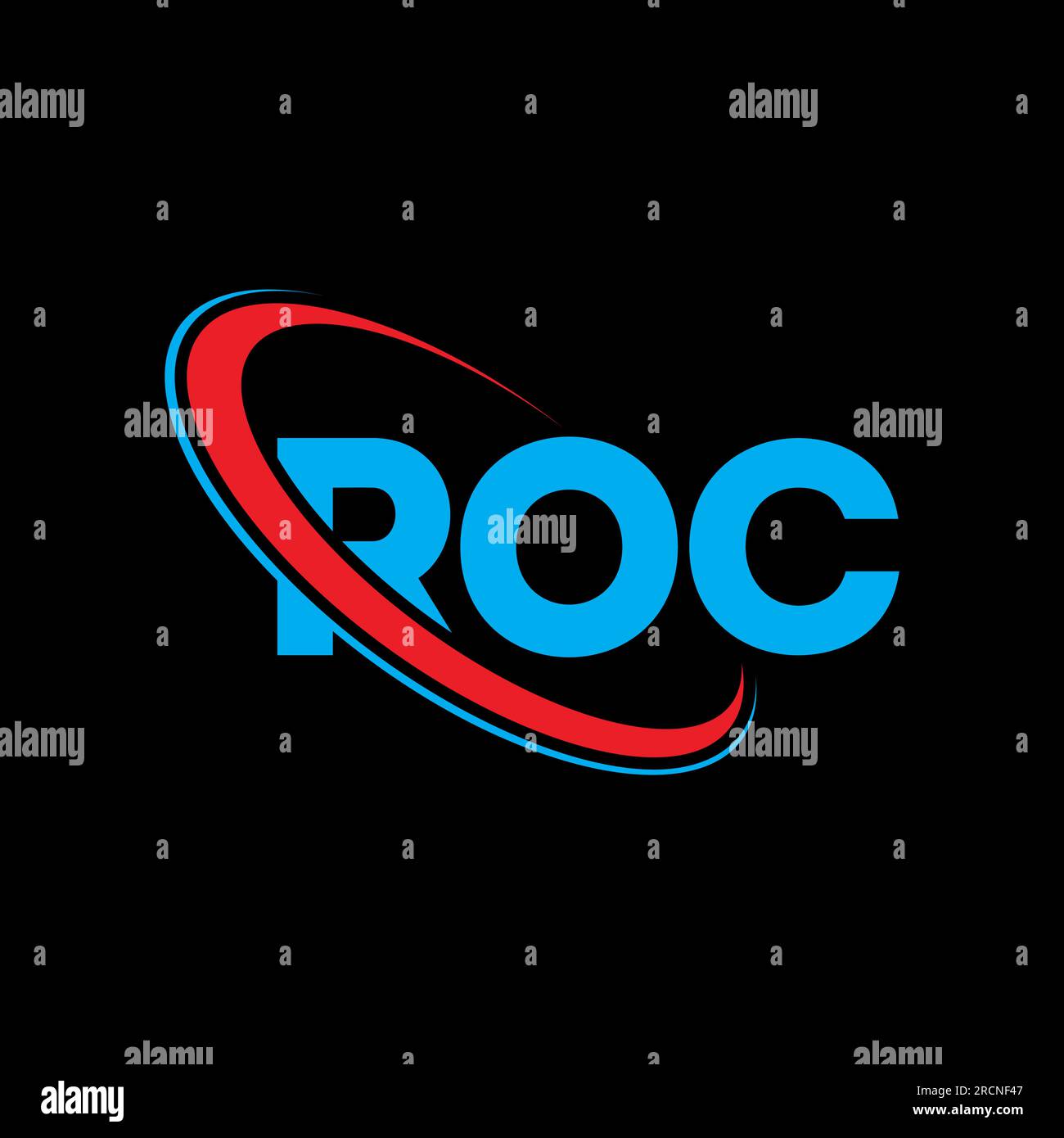 ROC logo. ROC letter. ROC letter logo design. Initials ROC logo linked with circle and uppercase monogram logo. ROC typography for technology, busines Stock Vector