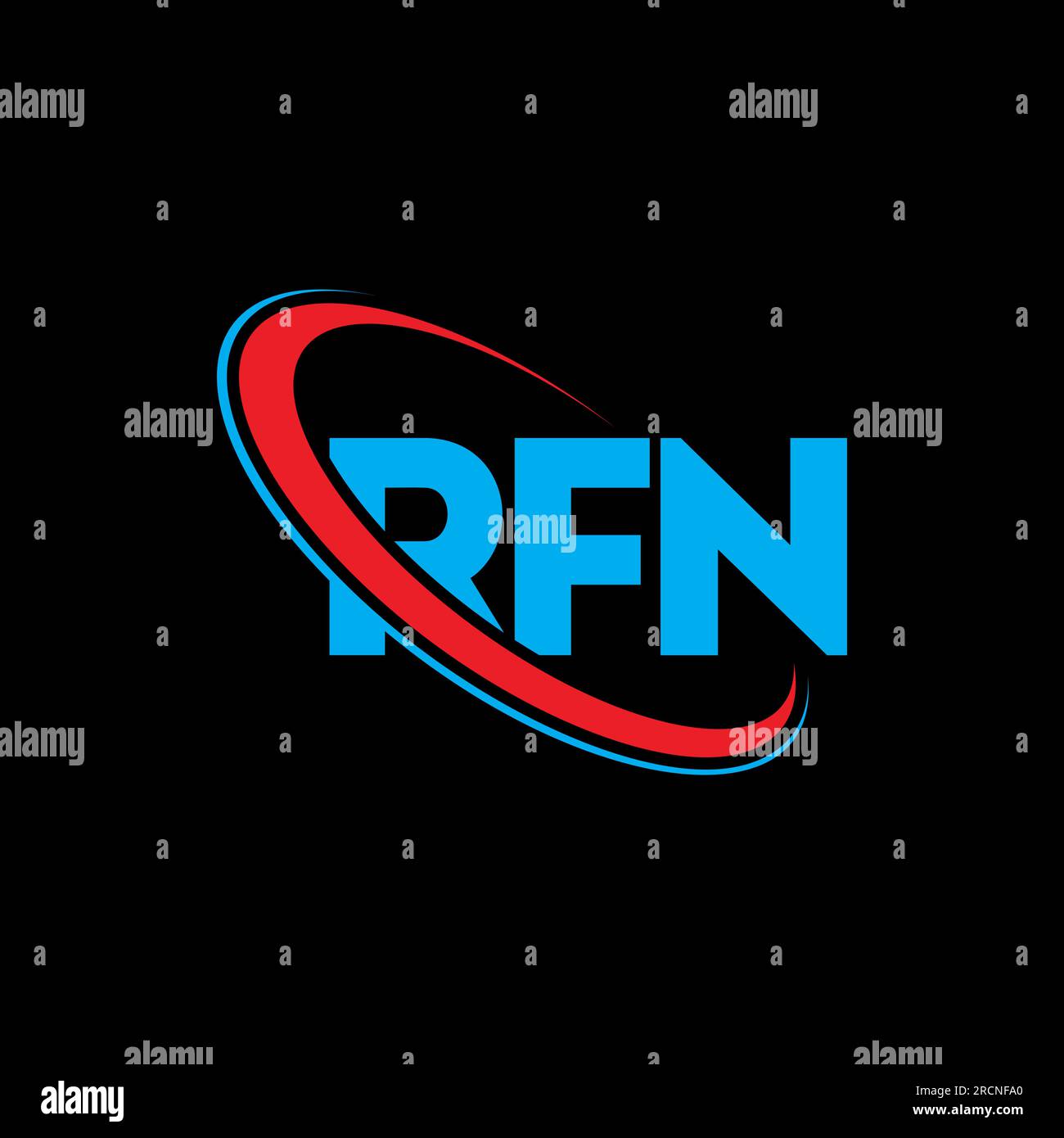 RFN logo. RFN letter. RFN letter logo design. Initials RFN logo linked with circle and uppercase monogram logo. RFN typography for technology, busines Stock Vector