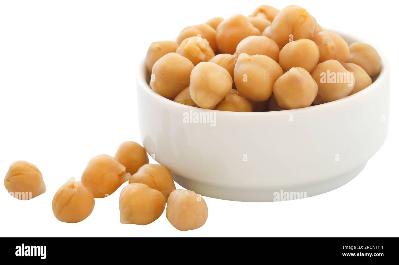 Large chickpeas in a wihite bowl Stock Photo