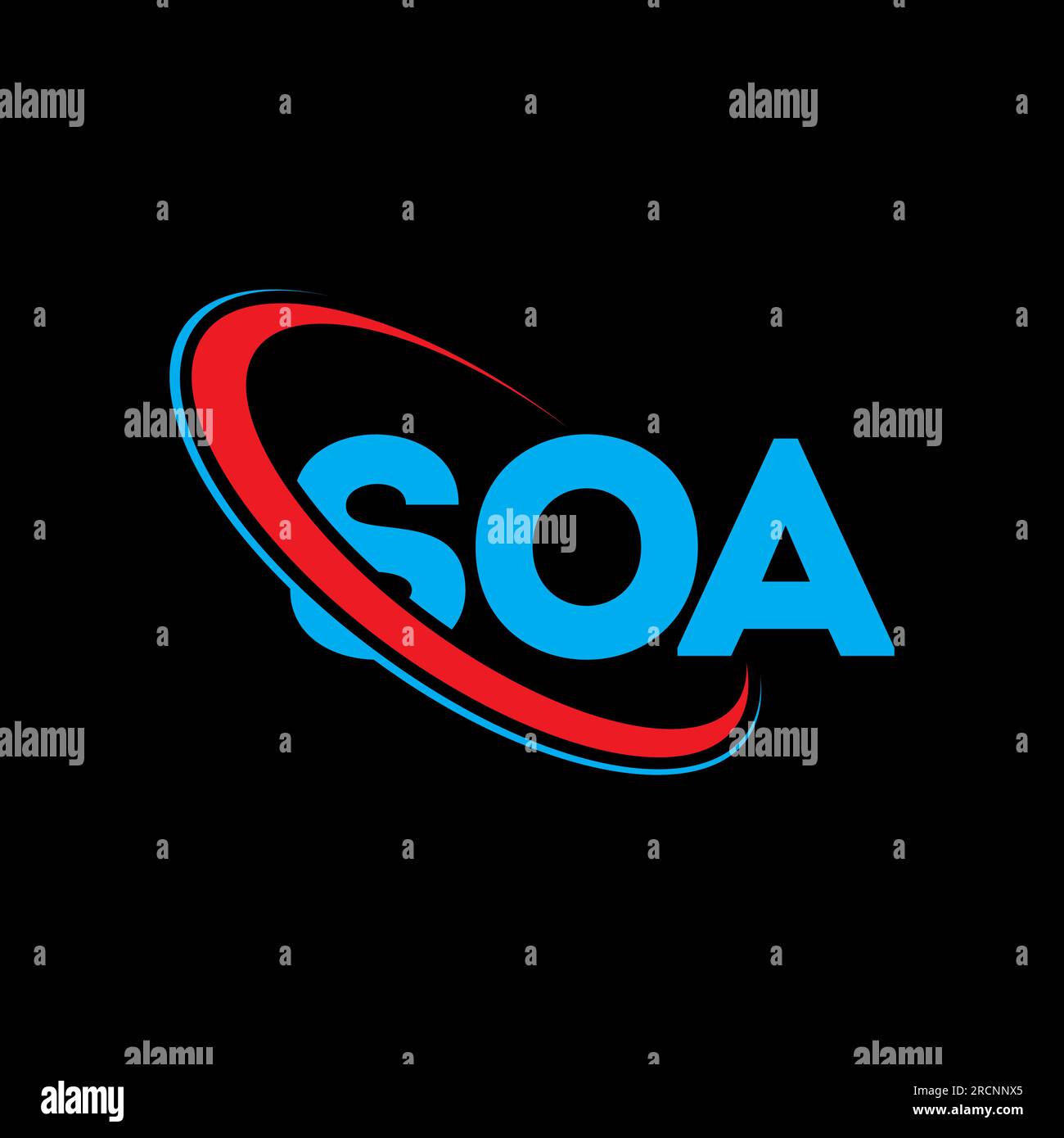 SOA logo. SOA letter. SOA letter logo design. Initials SOA logo linked with circle and uppercase monogram logo. SOA typography for technology, busines Stock Vector