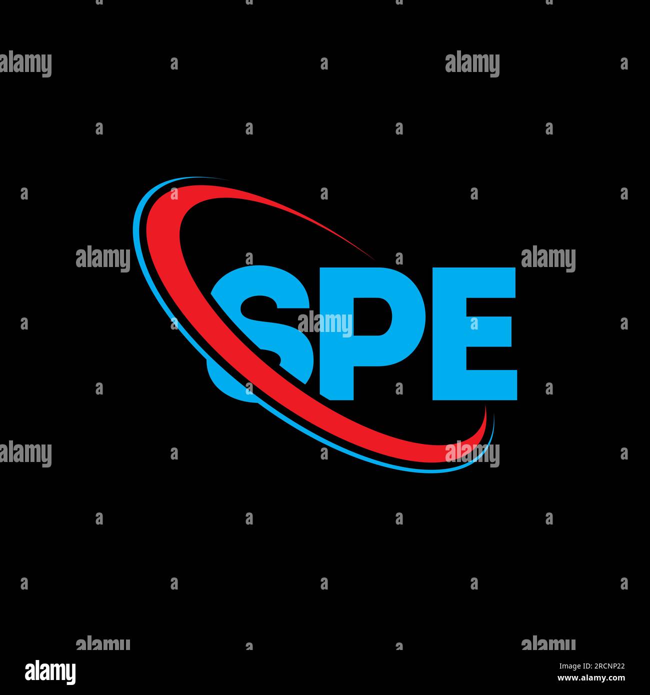 SPE logo. SPE letter. SPE letter logo design. Initials SPE logo linked with circle and uppercase monogram logo. SPE typography for technology, busines Stock Vector