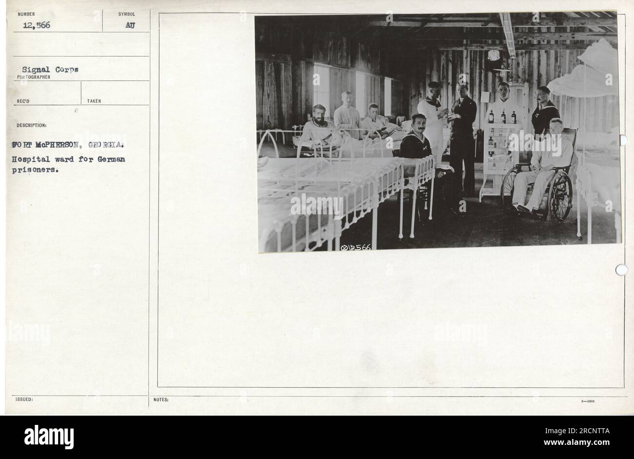A hospital ward for German prisoners at Fort McPherson, during
