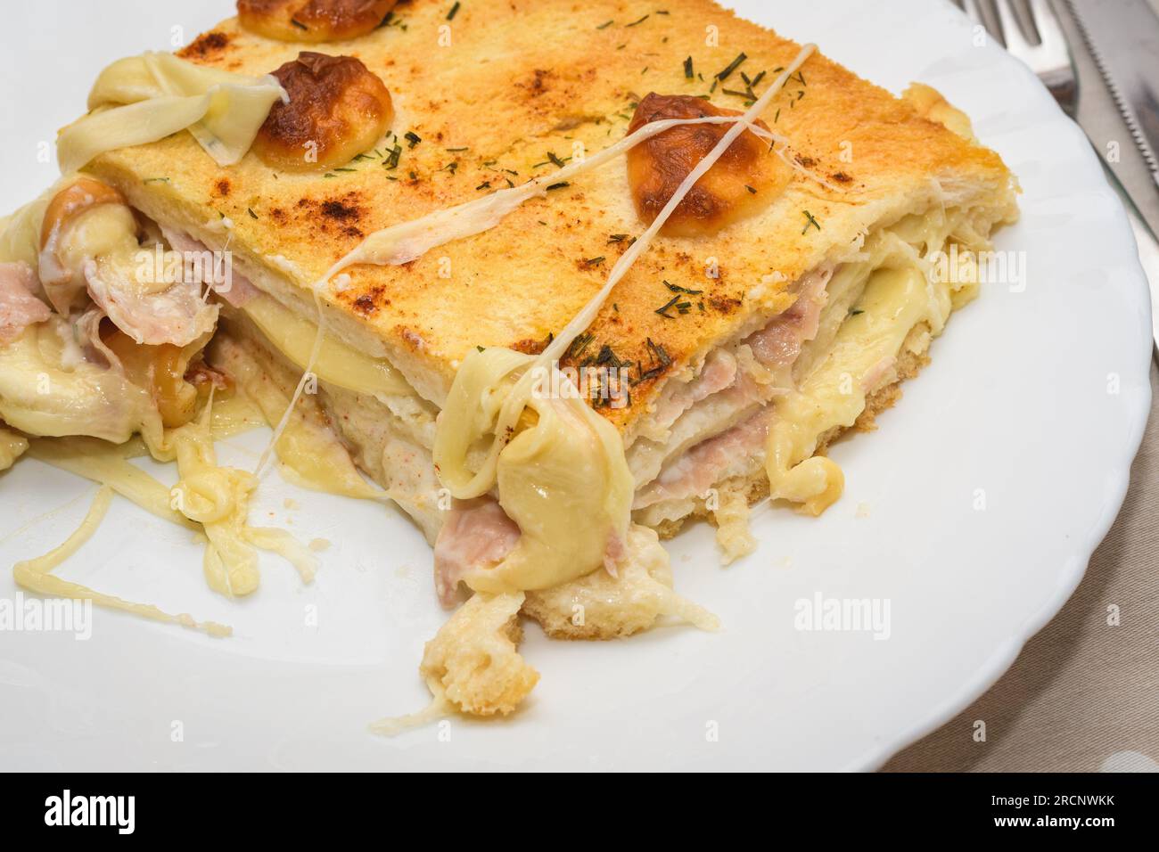 White Bread Cake With Ham And Cheese Stock Photo Alamy