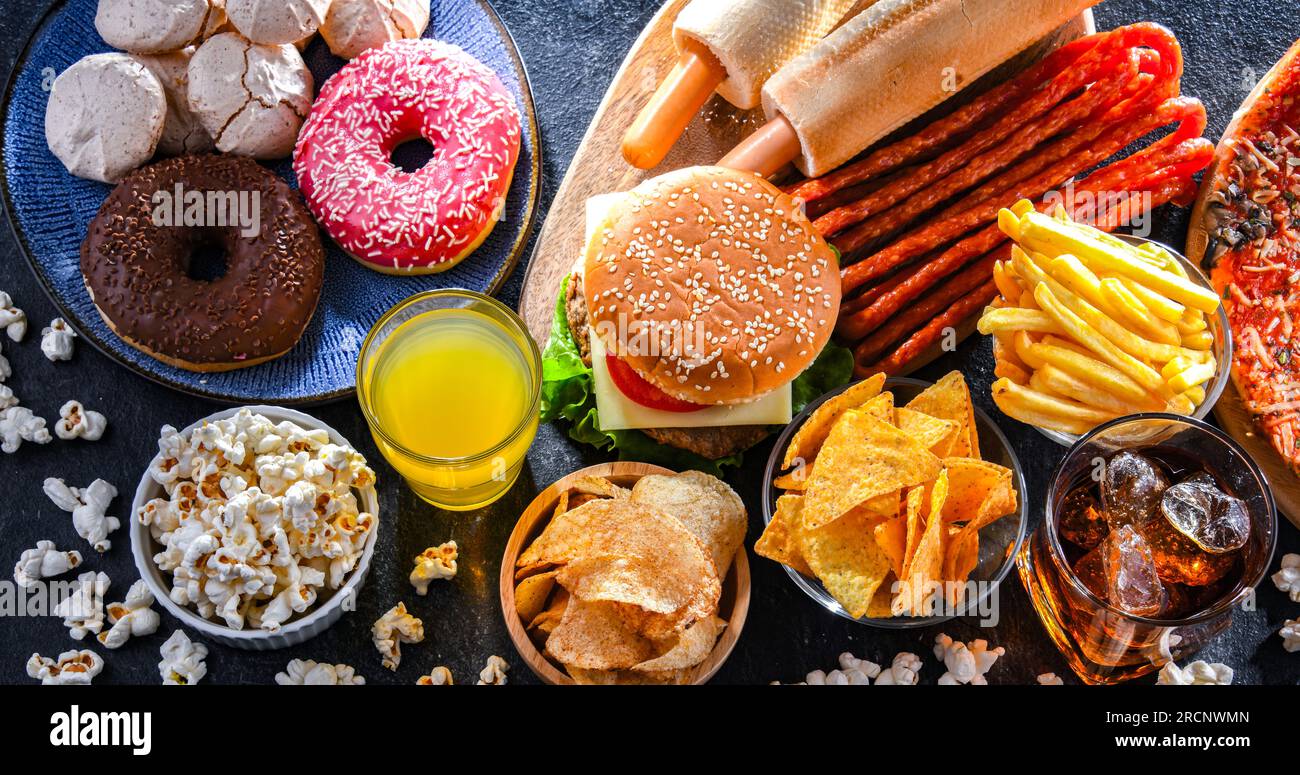Foods enhancing the risk of cancer. Junk food Stock Photo Alamy