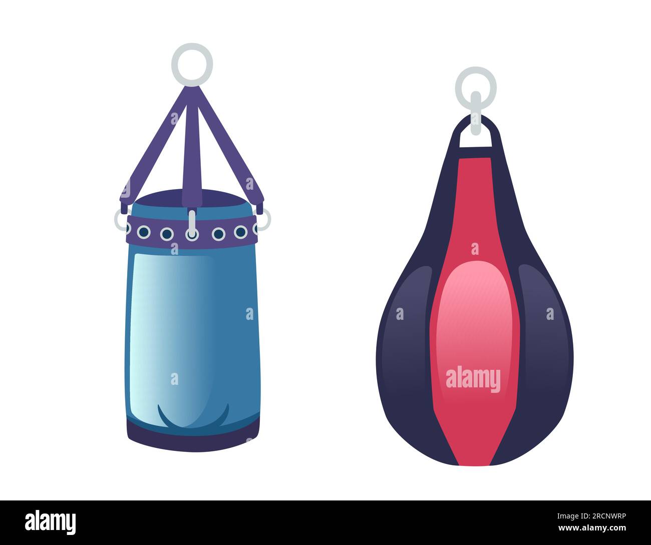 Set of two punching bags for punch training vector illustration