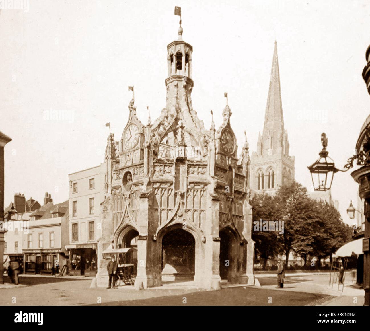 Chichester Cross and Cathdedral, Victorian period Stock Photo