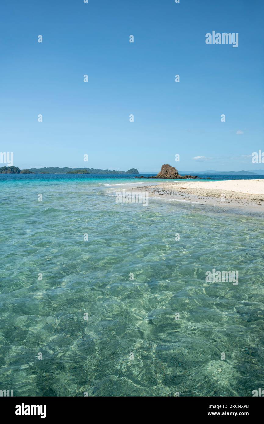 Small tropical beach, Granito de Oro island, Coiba national park, Panama, Central America -stock photo Stock Photo