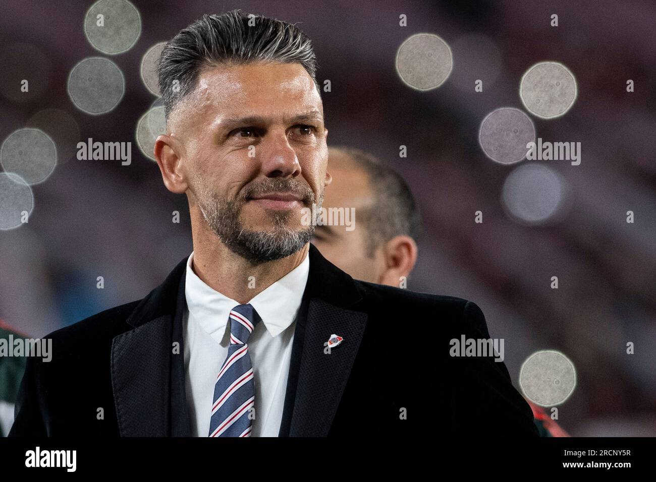 Buenos Aires, Argentina. 15th July, 2023. Martin Demichelis coach of River Plate looks on before the match between River Plate and Estudiantes as part of Liga Profesional 2023 at Estadio Mas Monumental Antonio Vespucio Liberti. Final score: River Plate 3:1 Estudiantes Credit: SOPA Images Limited/Alamy Live News Stock Photo
