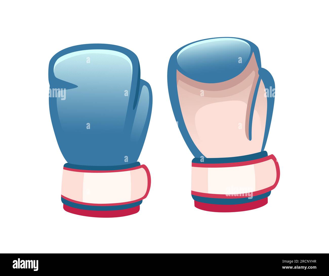 Pair of blue boxing gloves vector illustration isolated on white