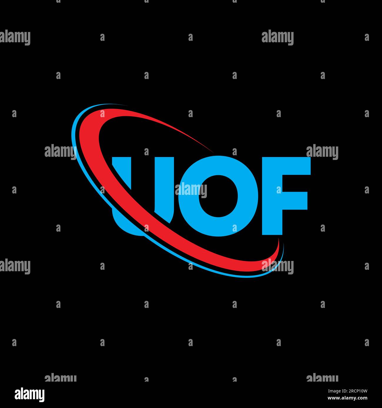 UOF logo. UOF letter. UOF letter logo design. Initials UOF logo linked with circle and uppercase monogram logo. UOF typography for technology, busines Stock Vector