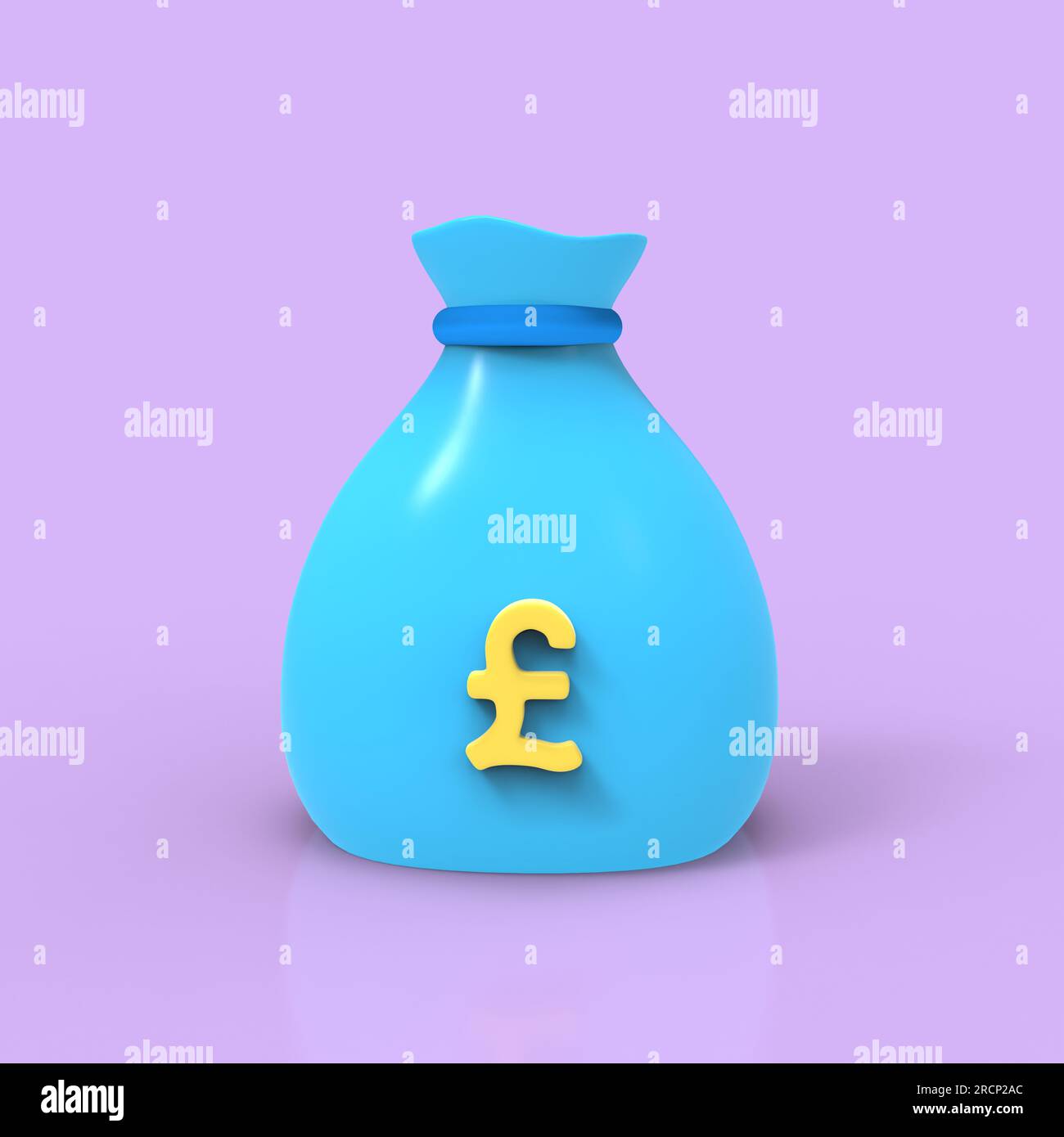 3D illustration of a bag with pounds currency symbol. Money related