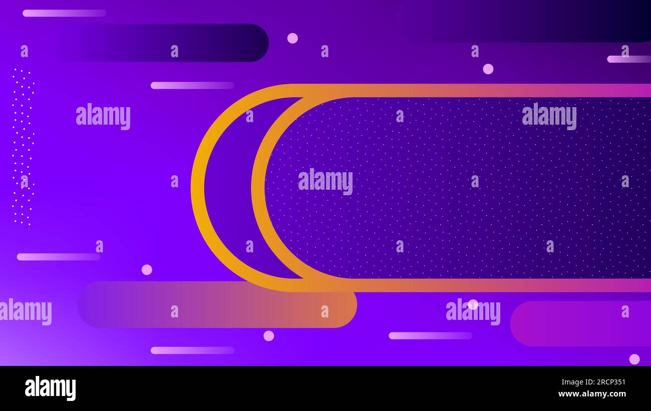 Abstract crescent moon frame placeholder copy space over twilight gradient geometric background Stock Vector