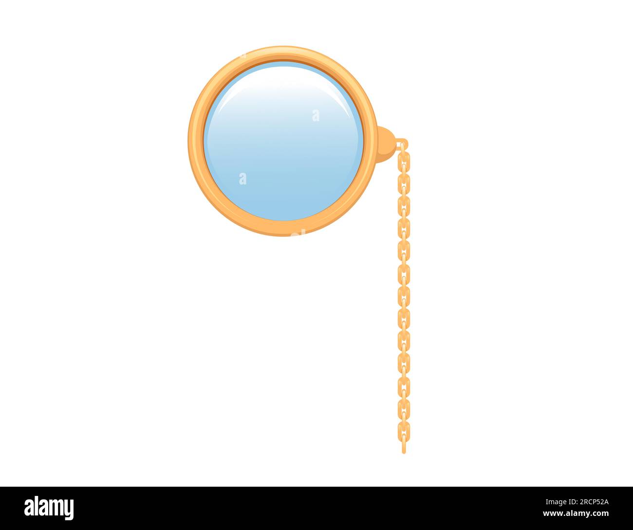 Golden monocle with chain vector illustration isolated on white