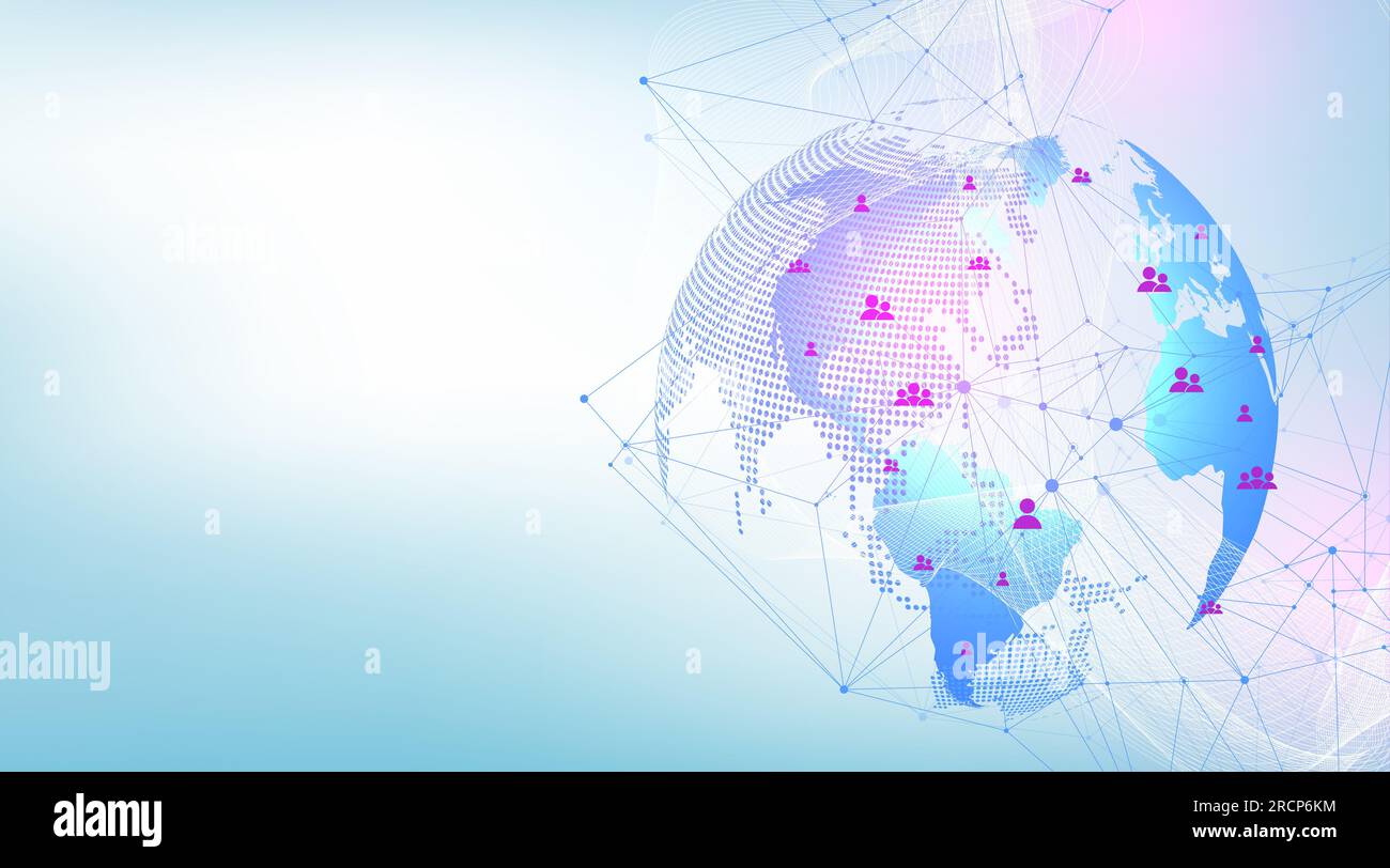 Global network connection concept. Big data visualization. Social ...