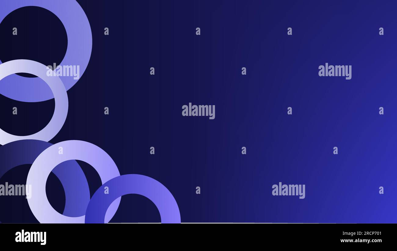 Sideways Blue Circle Frames Over a Dark Blue Copy Space Background Stock Vector