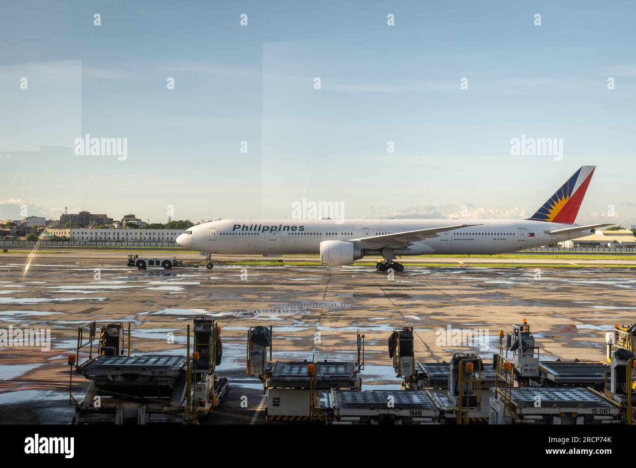 Manila, Philippines - June 10 2023: Philippines Airlines aircraft on runway at Manila Ninoy Aquino International Airport  Stock Photo