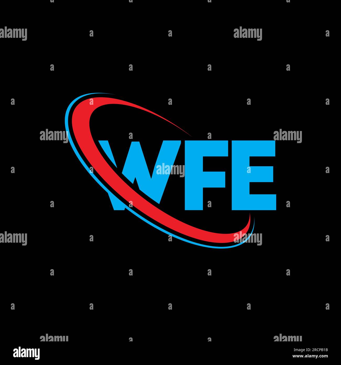 WFE logo. WFE letter. WFE letter logo design. Initials WFE logo linked with circle and uppercase monogram logo. WFE typography for technology, busines Stock Vector