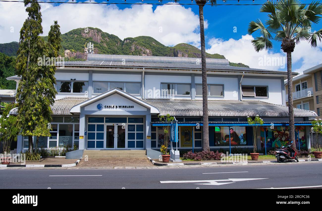 Mahe Seychelles 16.07.2023 Cable and wireless telecommunication company, opens in 1893, located in the heart of town Victoria, Mahe Seychelles Stock Photo