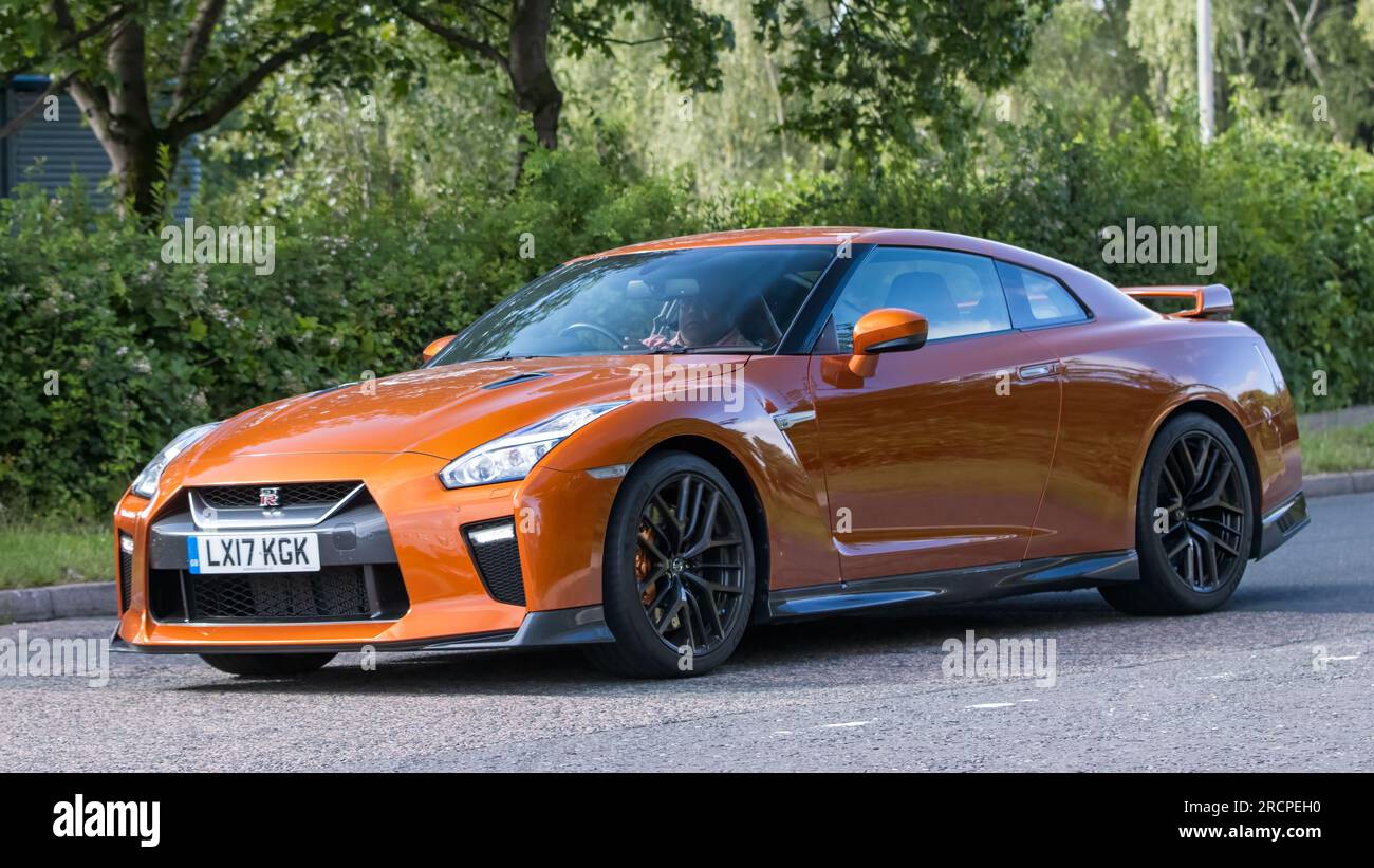 Milton Keynes, UK July 16th 2023 2017 NISSAN GTR car driving on an