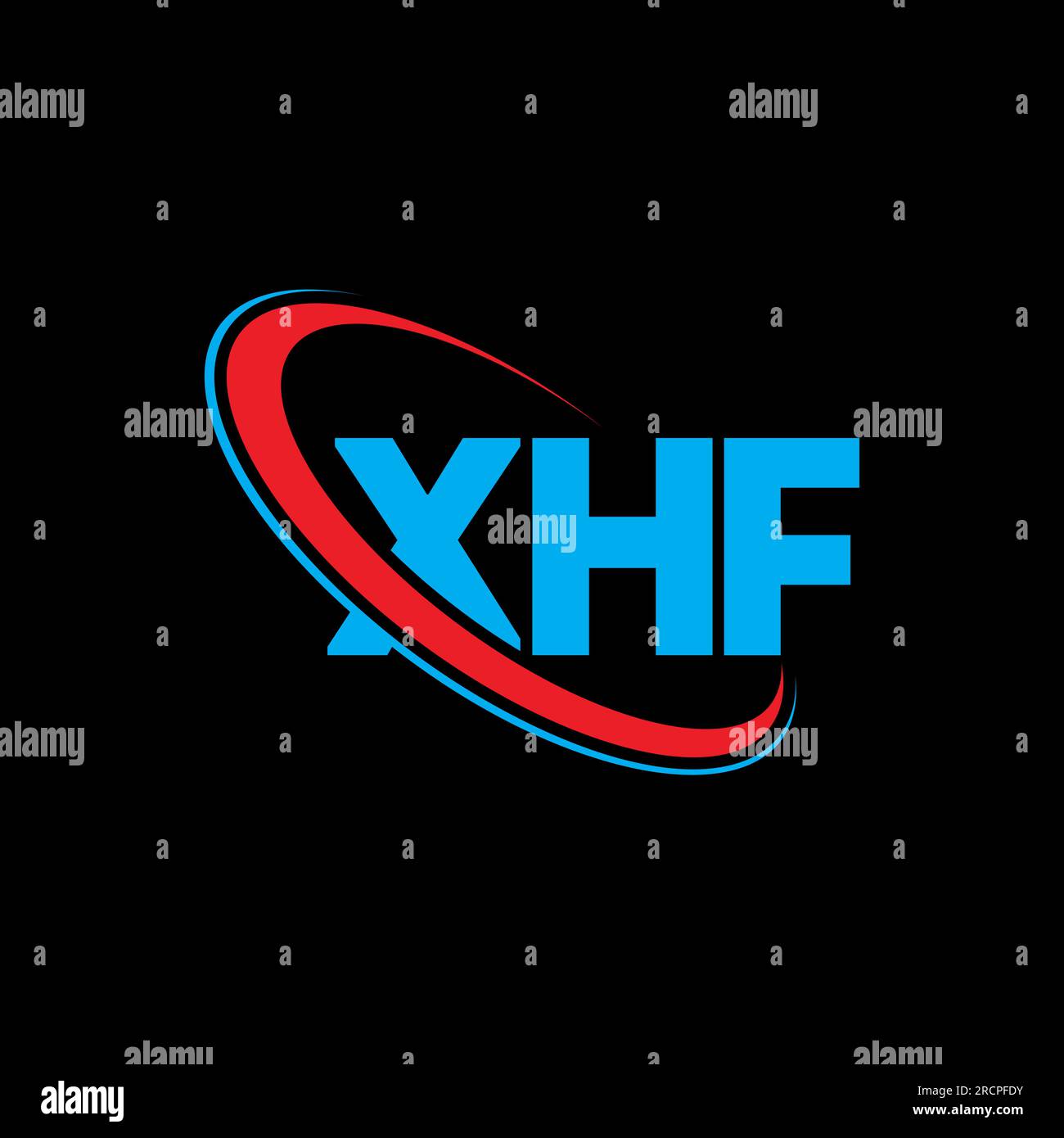 XHF logo. XHF letter. XHF letter logo design. Initials XHF logo linked with circle and uppercase monogram logo. XHF typography for technology, busines Stock Vector