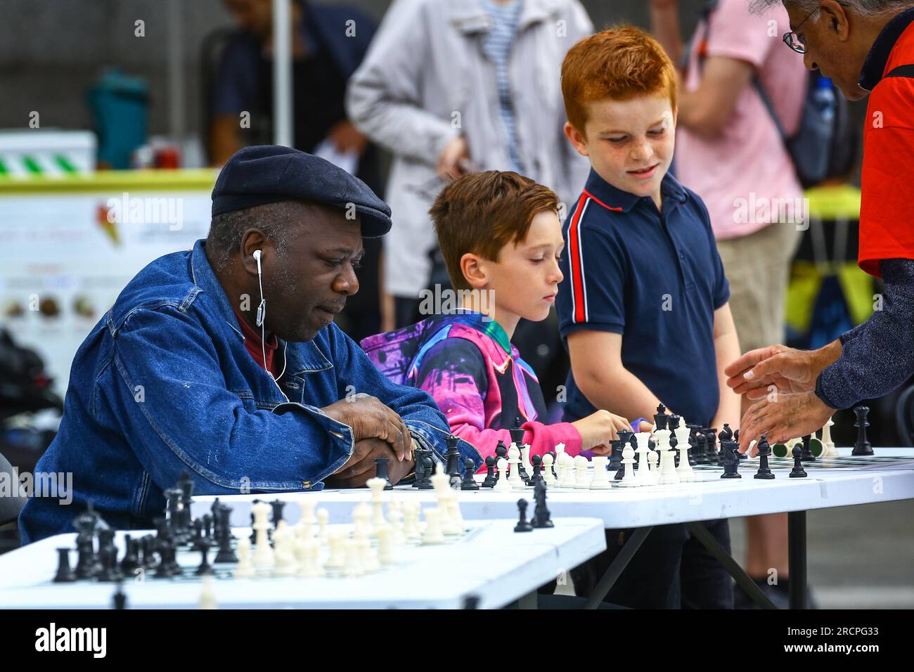 Max Williams (left) and Steve Philp compete in a round of chess
