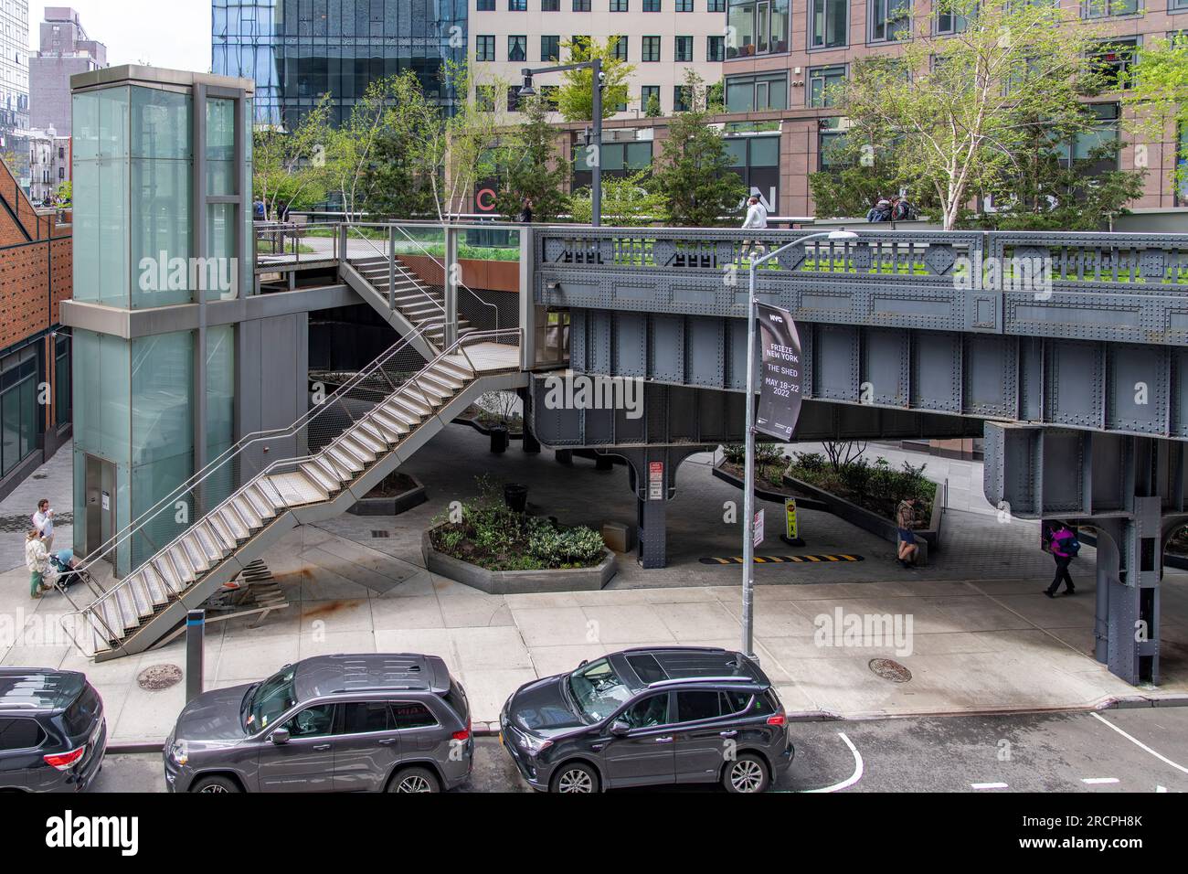 New York City, NY, USAJune 2022; View entrance stairs and elevator to
