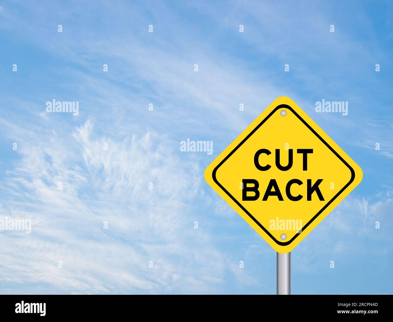 Yellow transportation sign with word cut back on blue color sky background Stock Photo
