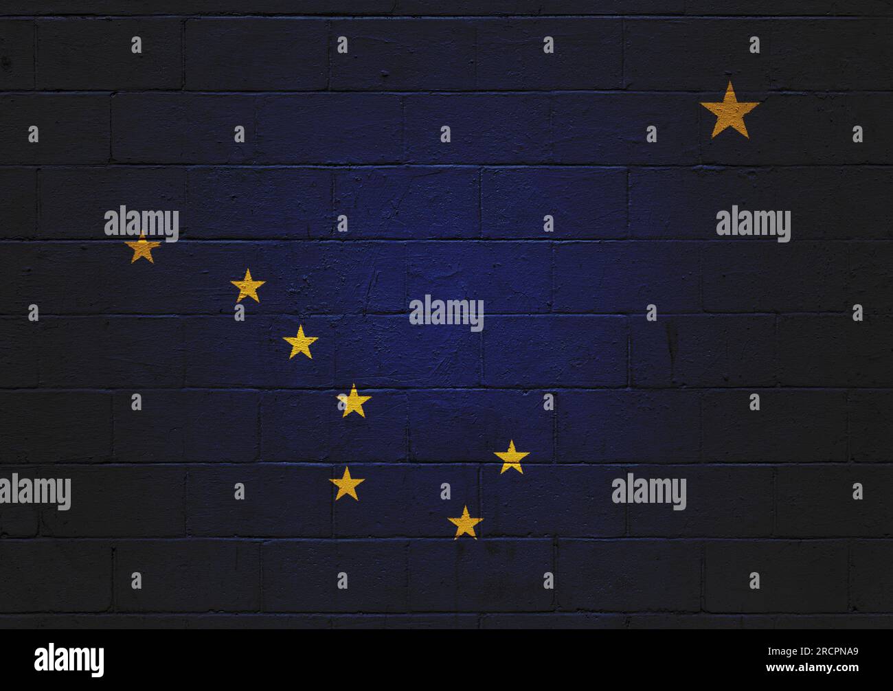 Flag of Alaska painted on a cinder block wall Stock Photo Alamy