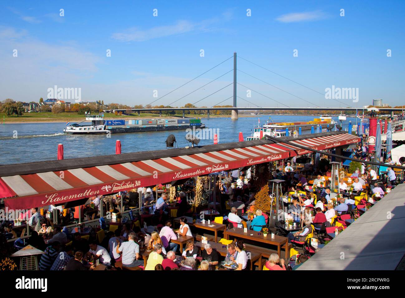 , rhine river promenade, rheinuferpromenade, Düsseldorf, North Rhine-Westphalia, Germany Stock Photo