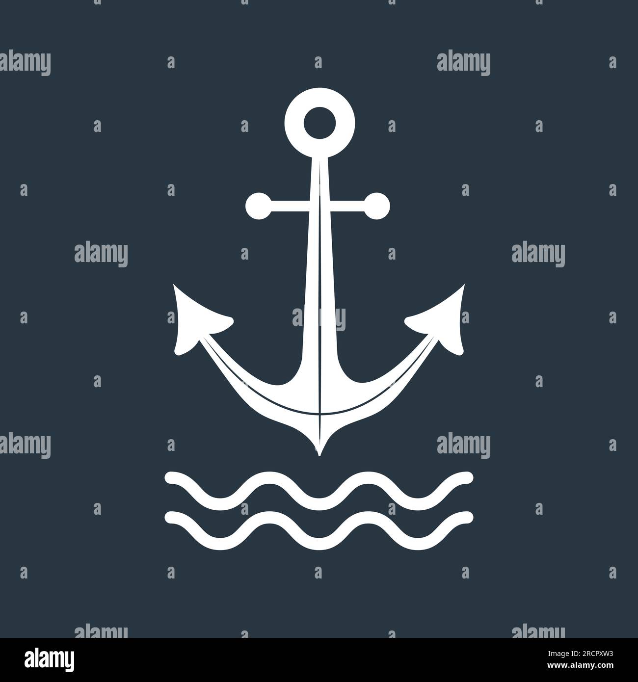 Anchor icon isolated on dark background. Marine logo. Nautical symbol. Vector illustration in flat style Stock Vector