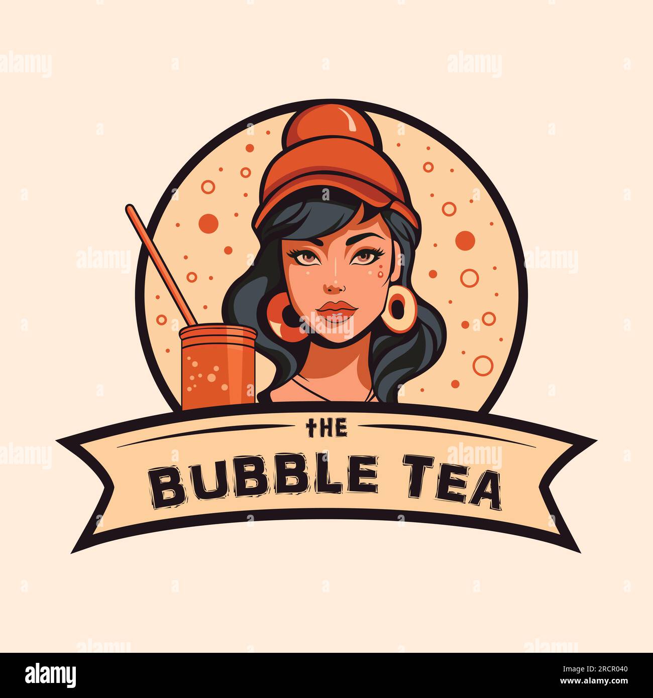 Bubble tea vector logo design. Tasty drink logo template Stock Vector