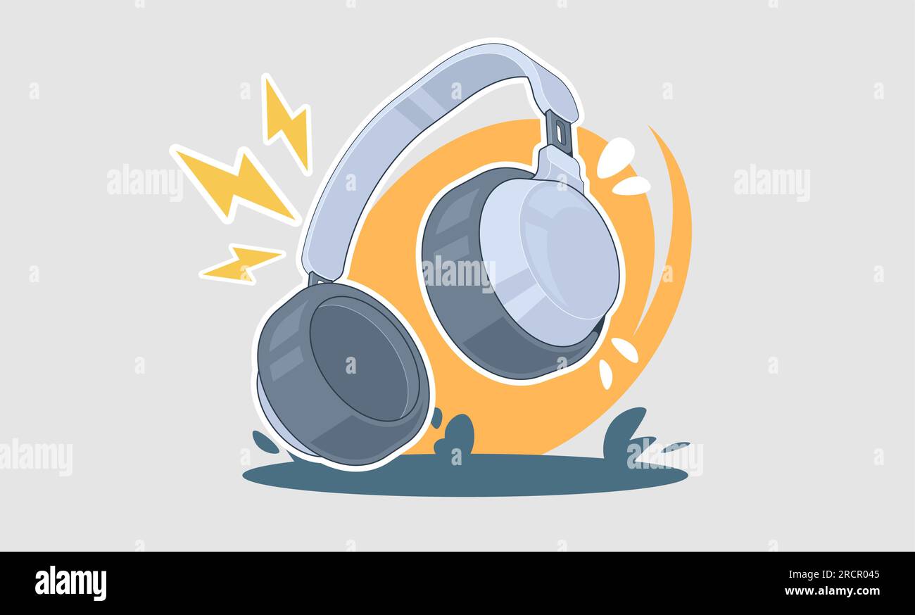 Headphones cartoon illustration. music concept vector design with