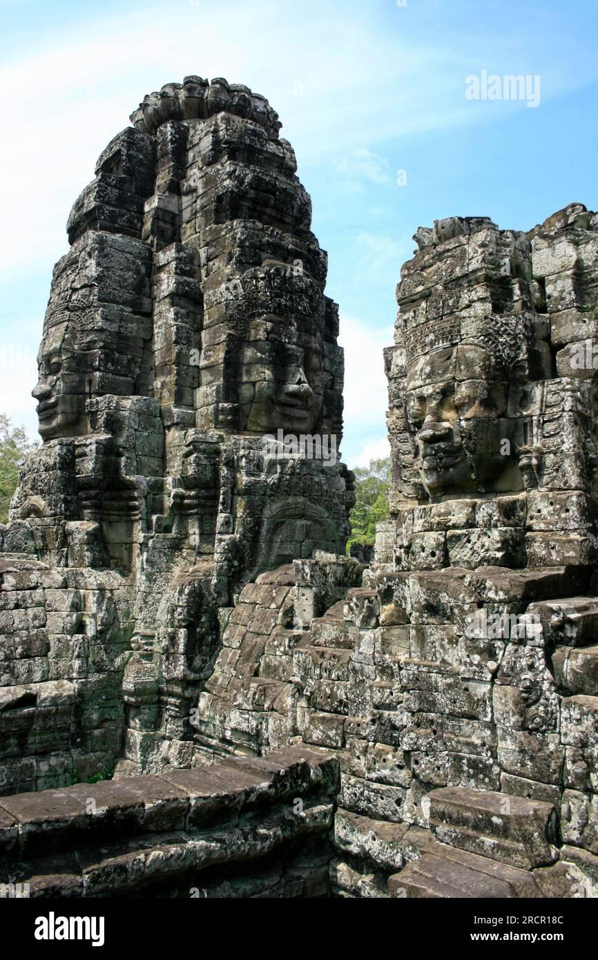 The Bayon is the centerpiece of Angkor Thom. Stock Photo