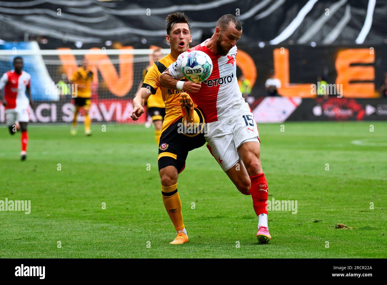 Prague, Czech Republic. 27th May, 2023. Vaclav Jurecka, soccer player of  Slavia scored four goals during the match Slavia Praha, vs 1. FC Slovacko  in Prague, Czech Republic, May 27, 2023. Jurecka celebrates goal. Credit:  Michal Krumphanzl/CTK Photo