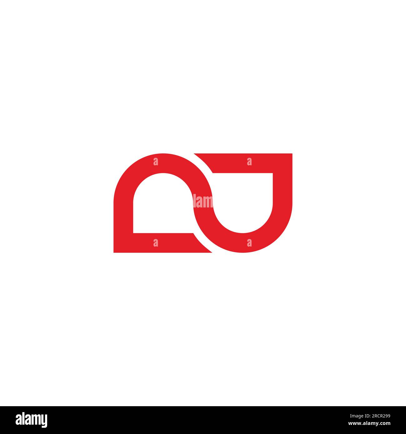 letter nj red curves logo vector Stock Vector