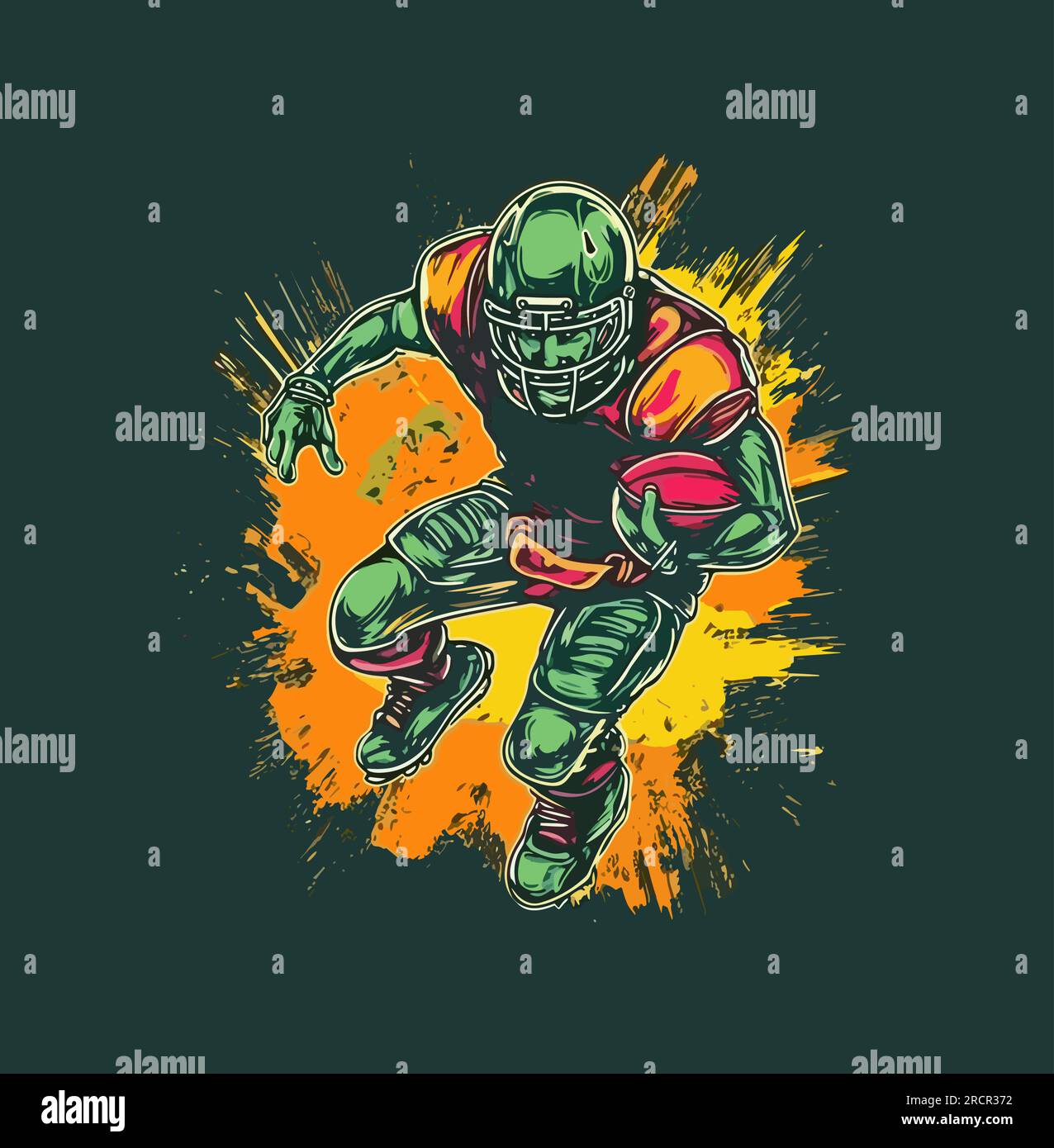 American football. Symbol, emblem with an American football player with ...