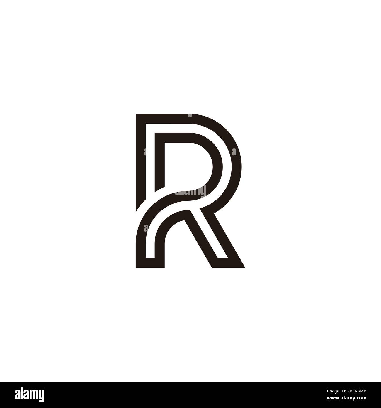letter dr curves stripes outline logo vector Stock Vector