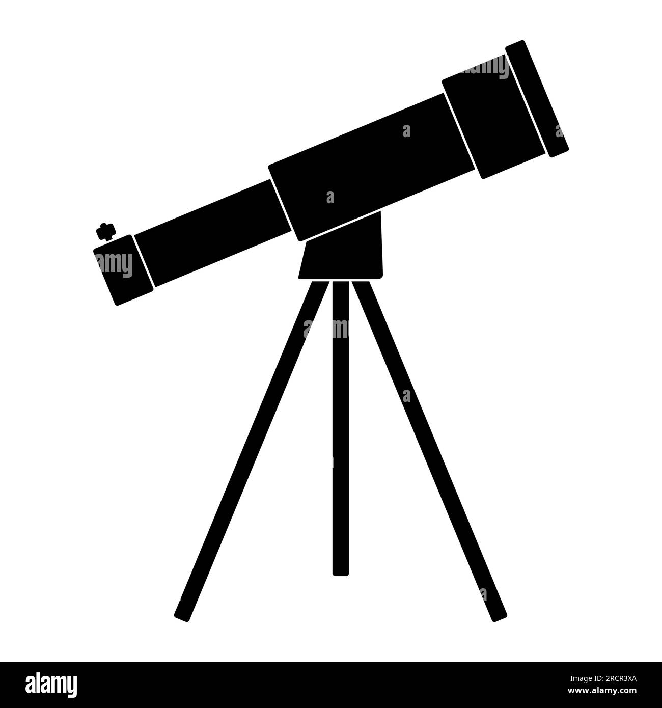 Clean and simple telescope illustration, line art, clipart, geometric