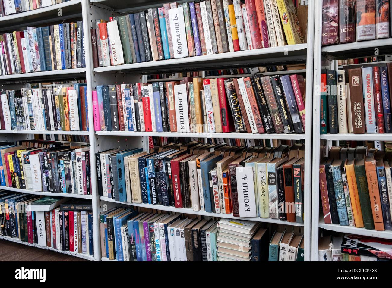 There are a lot of books on the shelves in the school library Stock Photo -  Alamy