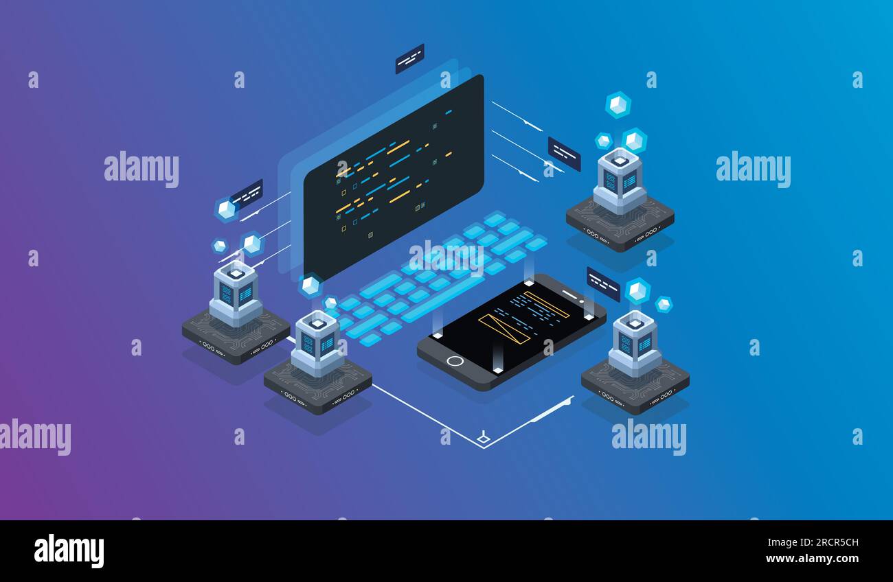 Isometric design concept virtual reality and augmented reality