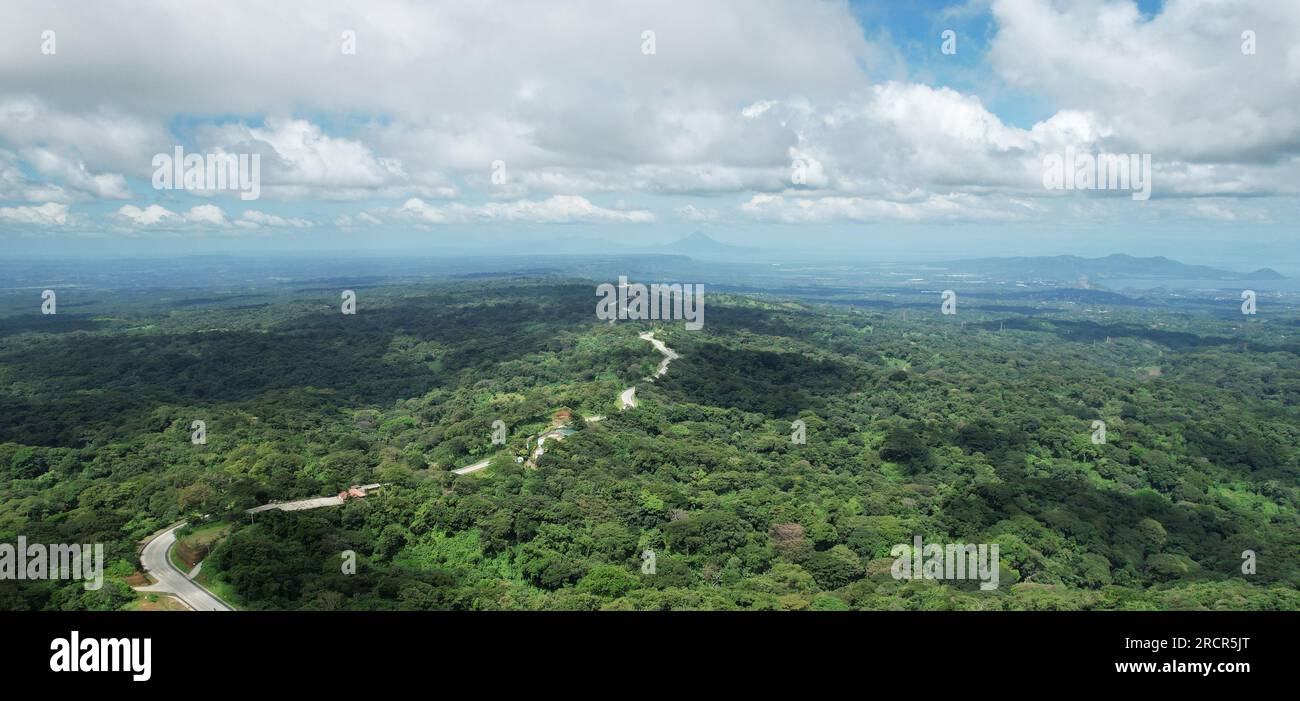 Wide panorama of Central america landscape aerial drone top view Stock Photo